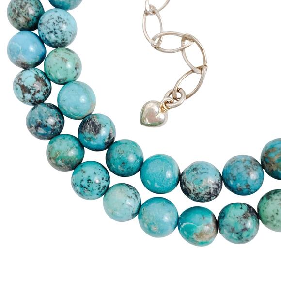 Signed Jay King DTR Sterling Silver Turquoise Gemstone Beaded 20" Necklace VTG - Picture 1 of 10